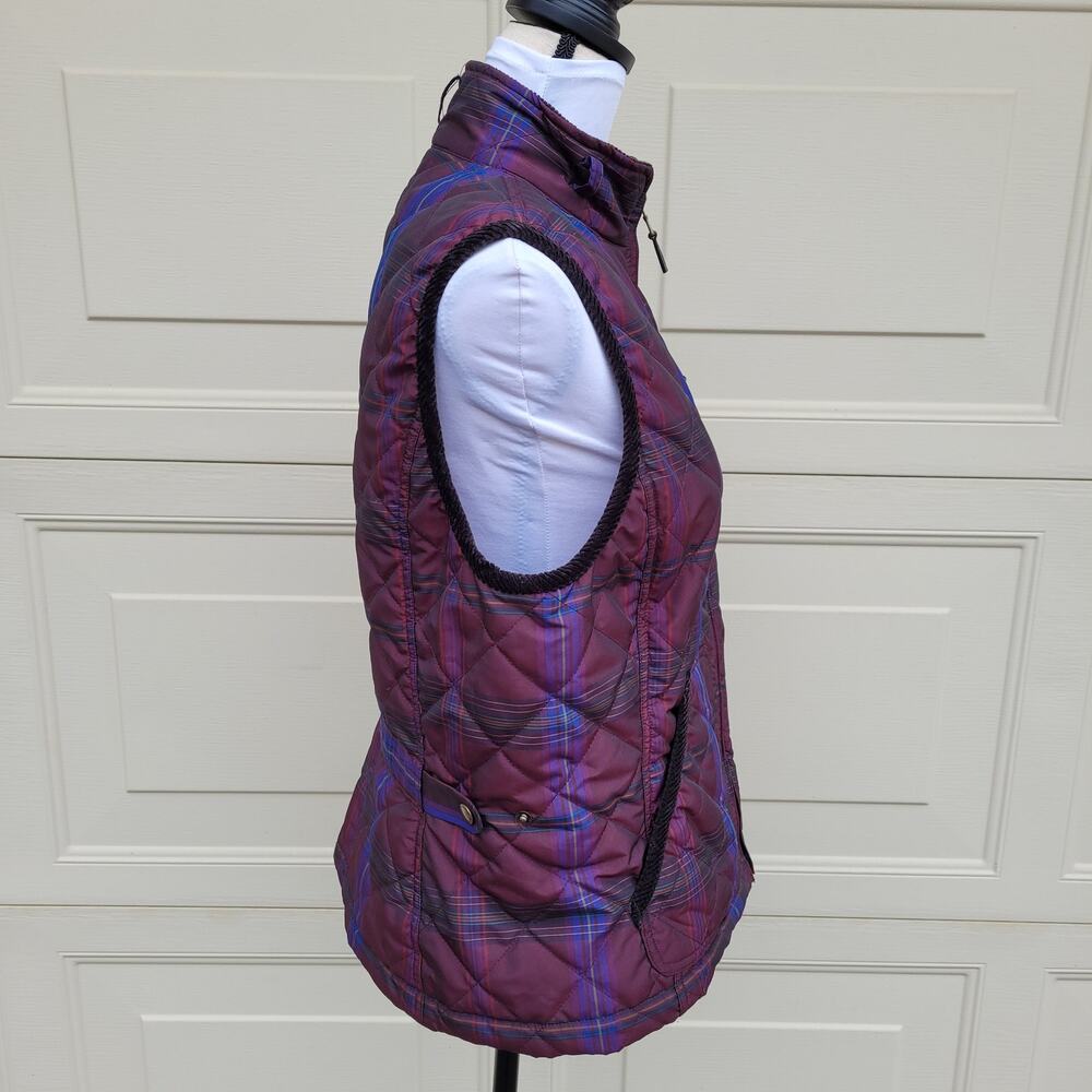 Lauren Ralph Lauren Puffer Vest Quilted Plaid Burgundy Purple size Large - Picture 5 of 14